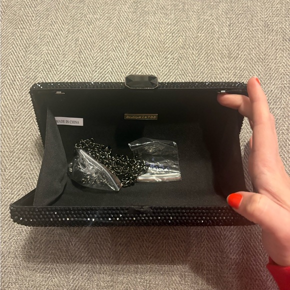 Boutique De FGG Crystal Evening Bags Women Formal Party Box Clutch Black NWOT - Picture 3 of 4